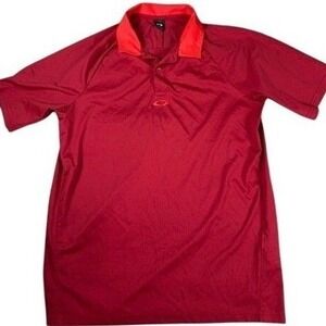 Oakley Men's Red Short Sleeve Polo Shirt Golf Athletic Regular Fit Size M